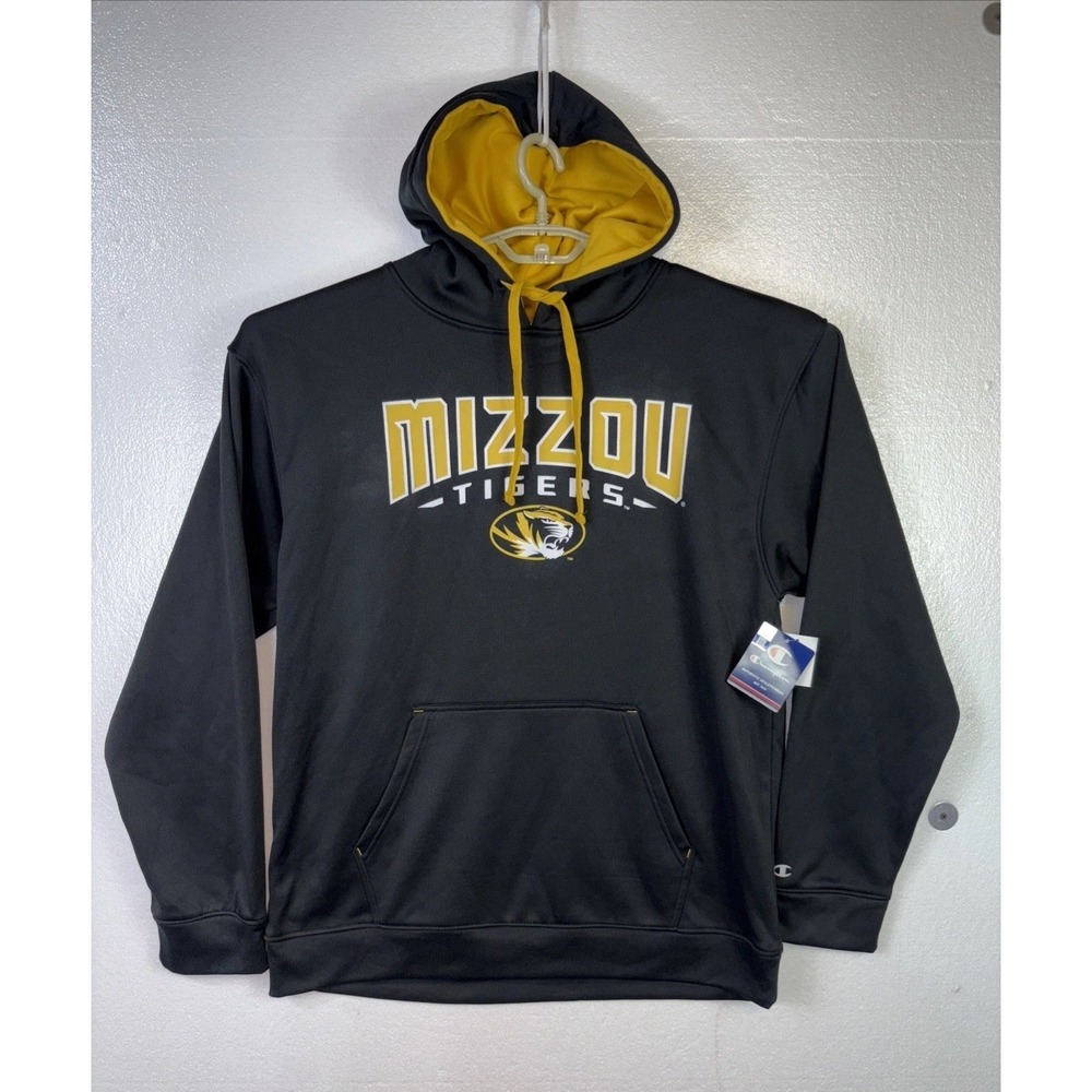 New Missouri Tigers Hoodie Mens L Black Pullover  Pockets Champion‎ Logo